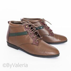 Vintage Leather Ankle Boots 6.5 Retro Western Fall Equestrian Violet Harmon alt